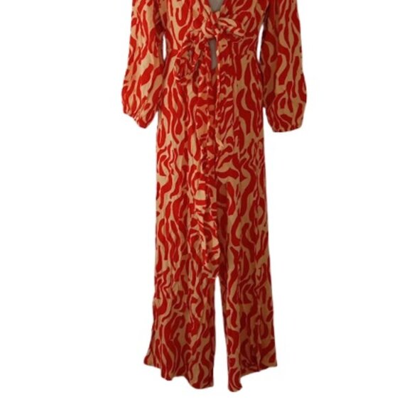 Anthropologie Faithful The Brand Womens Jumpsuit in Coral Cream LaCateau Print 2 - Picture 6 of 9